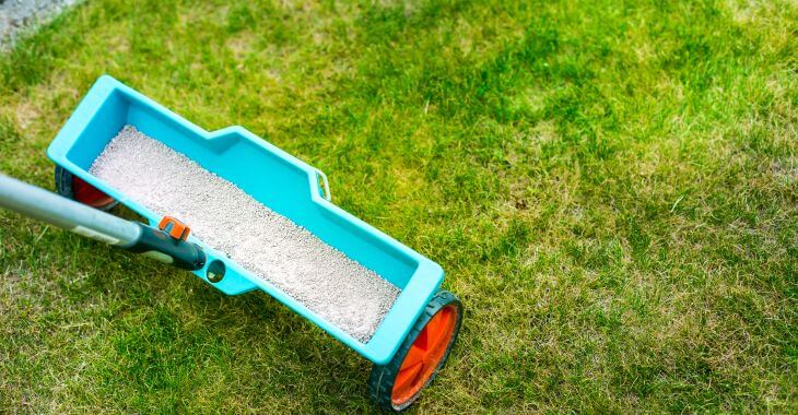 a spreader with a lawn fertilizer